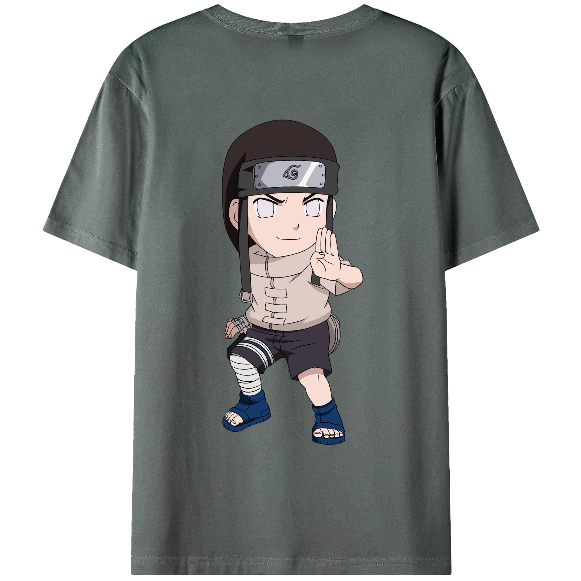 （画像用） NARUTO -ナルト- 日向ネジ Hyūga Neji 綿100％ メンズ半袖Tシャツ（バックプリント） 通気性